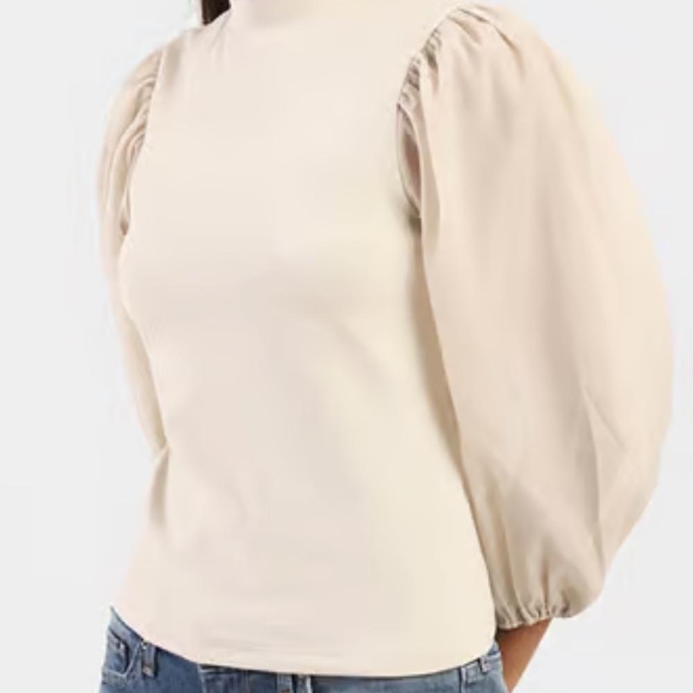 BNWTS Levi's Beige Sheer Sleeve Slim Fit Blouse, Sz Small - Picture 7 of 9